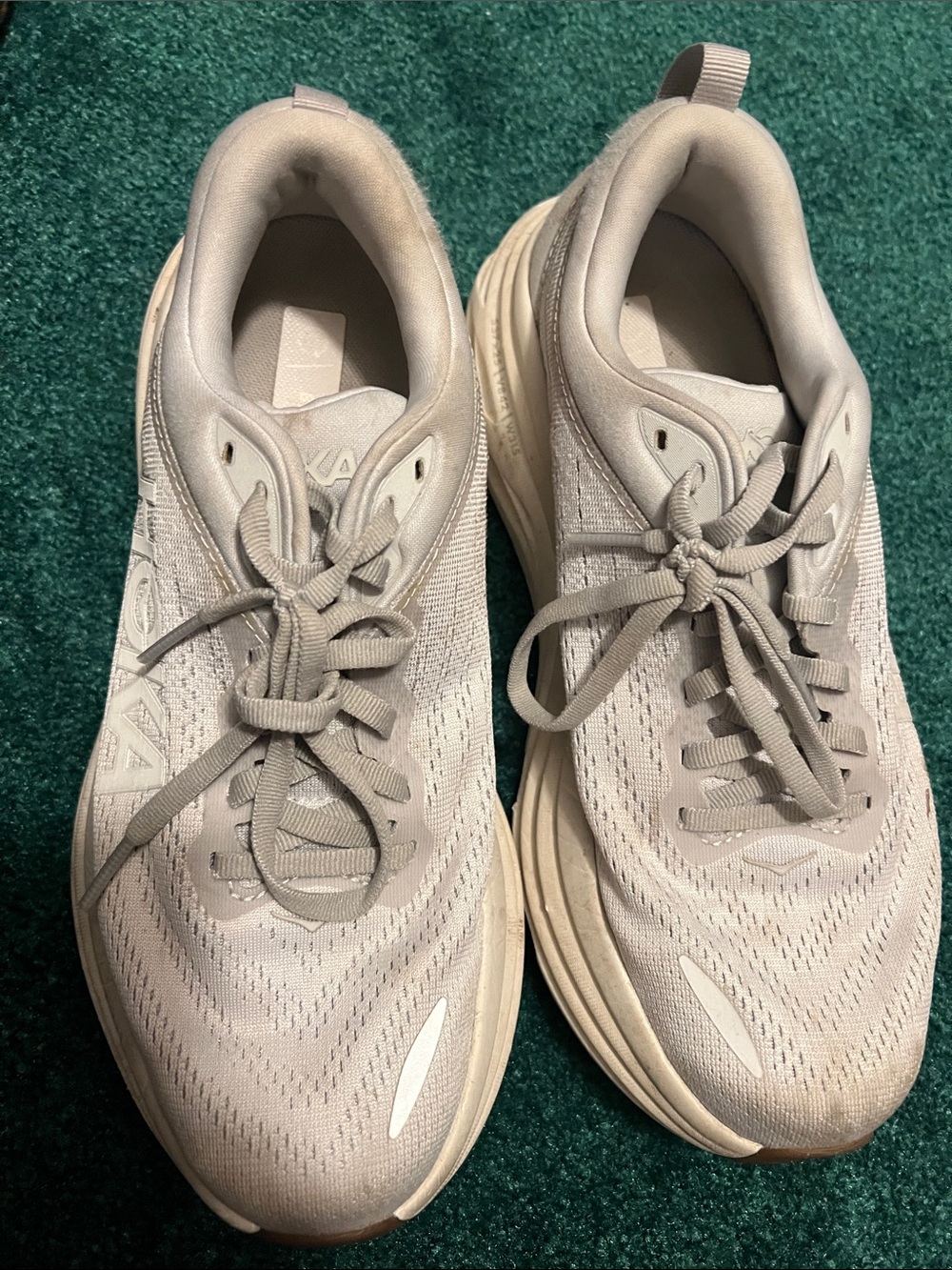 Hoka Women's Light Gray/Off-White Athletic Running Shoes